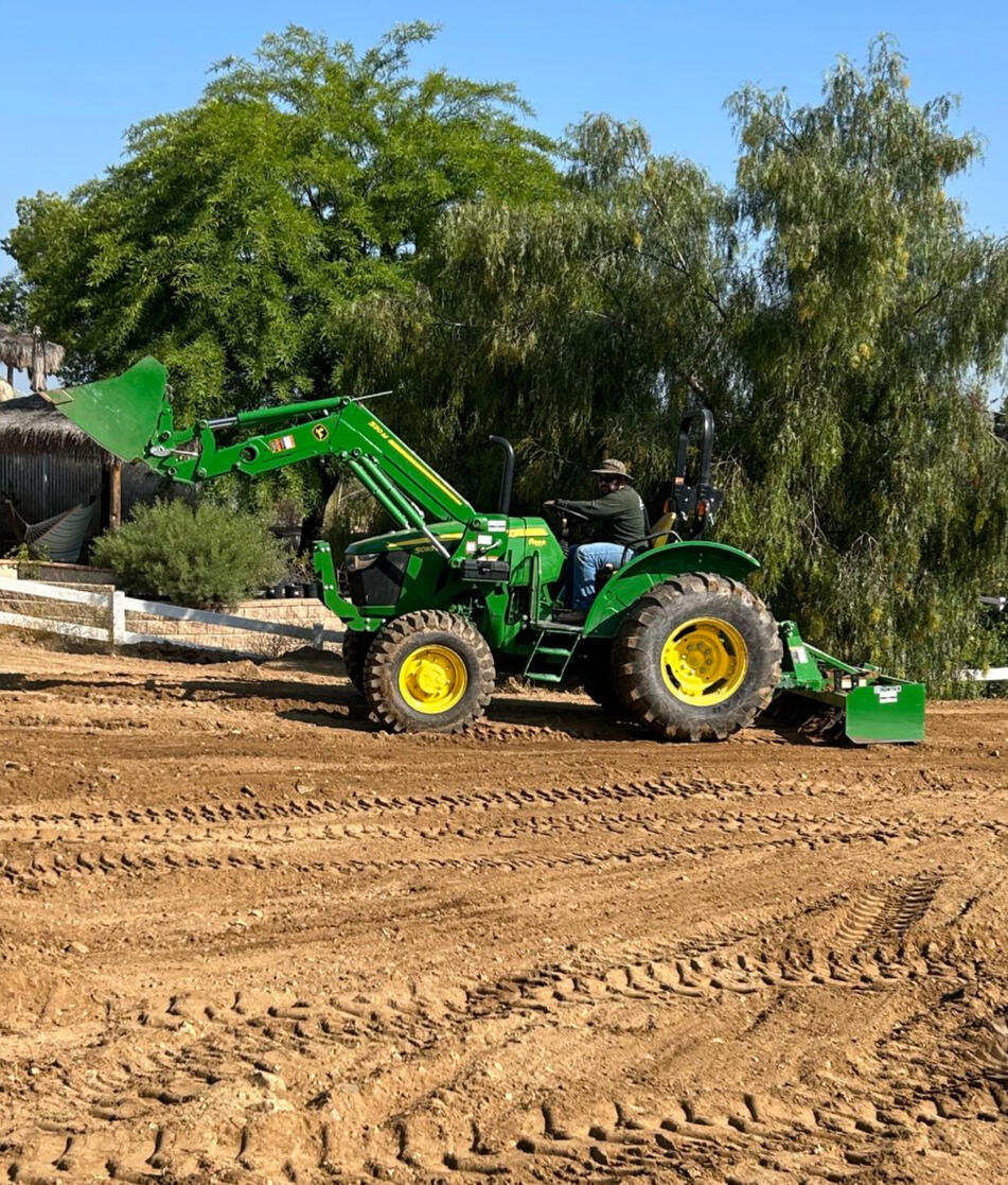 Tractor on dirt plot
